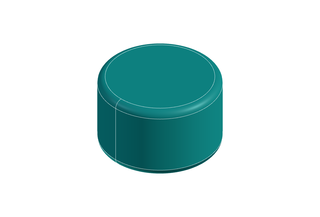 A turned part as an exact B-Rep solid — smooth curved face, clean edges